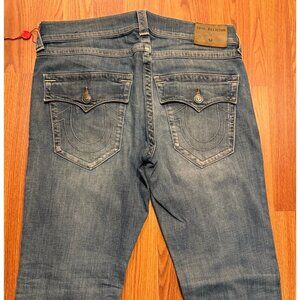 True Religion Geno Relaxed Slim Jeans Mens 34x32 Blue Denim Pants Fade